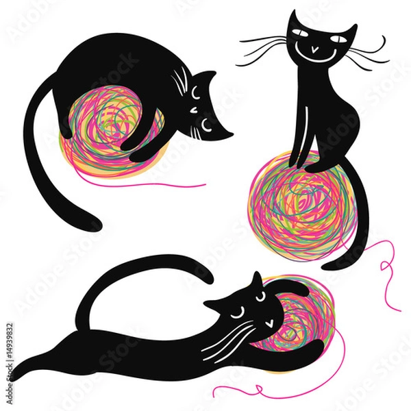 Fototapeta Cat playing with a ball