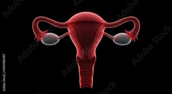 Fototapeta Detailed illustration of female reproductive system highlighting uterus, fallopian tubes, and ovaries in a realistic style
