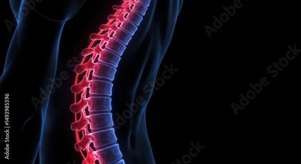 Fototapeta Detailed visualization of human spinal column highlighting vertebrae and spinal health