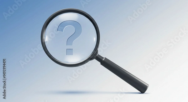 Obraz magnifying glass. Question mark on magnifying glass