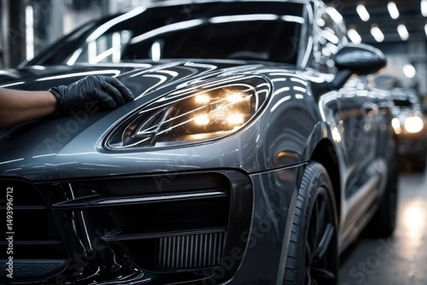 Fototapeta Detailing a Dark Gray Luxury SUV