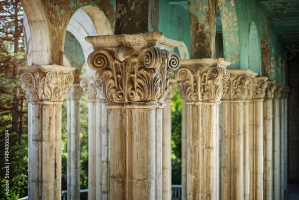 Fototapeta Abandoned sanatorium with classical architecture in Tskaltubo, Georgia