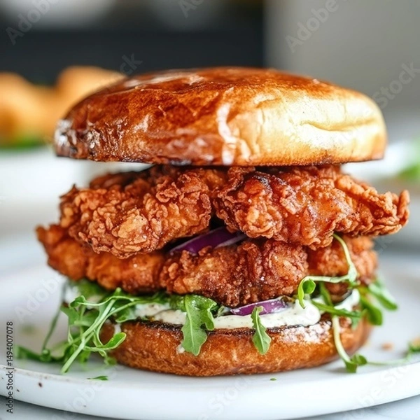 Fototapeta Crispy fried chicken sandwich