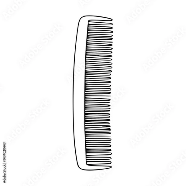 Fototapeta Hair comb Simple Vector Outline in minimalistic black and white design