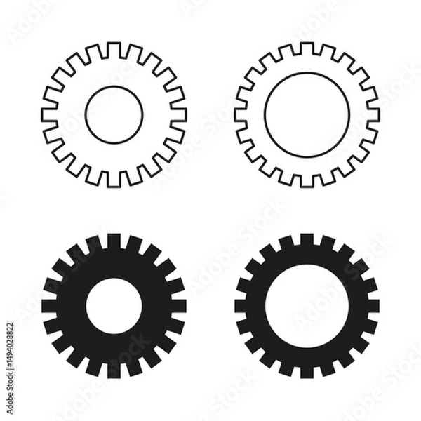 Fototapeta Gear vector icon. Mechanical round symbol. Industrial cog shape. Bold engineering detail.