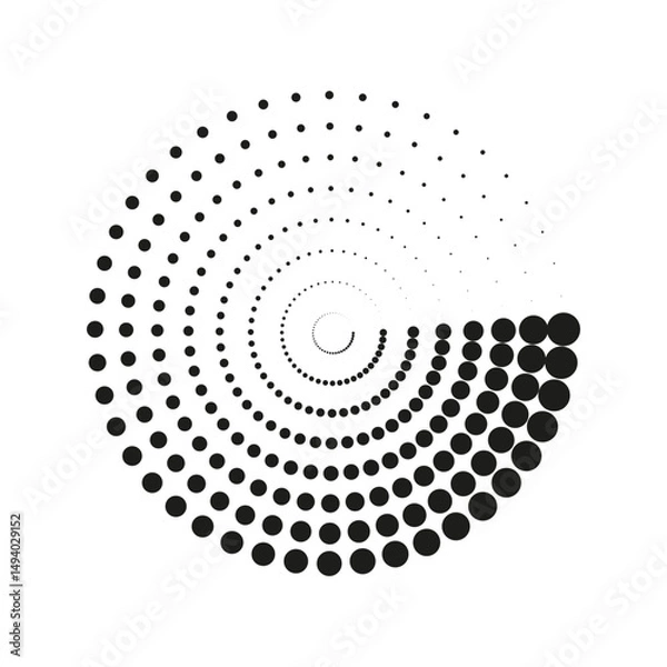 Fototapeta Halftone dot circle. Radial vector shape. Abstract gradient design. Optical illusion symbol.