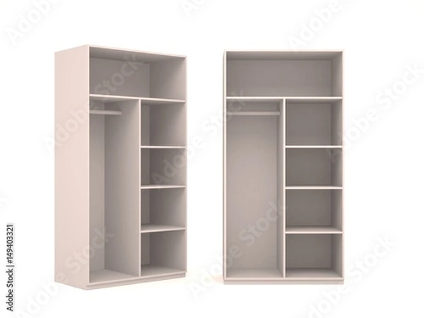 Fototapeta wardrobe Isolated on White Background, 3D rendering
