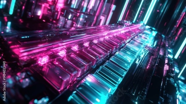 Fototapeta Vibrant Abstract Light Patterns in Futuristic Setting