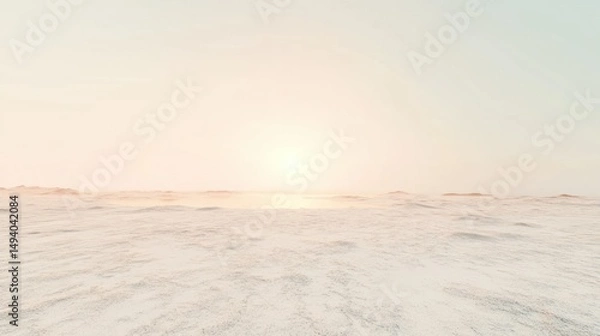 Fototapeta Serene minimalist beach landscape at sunrise with soft pastel sky gentle waves and tranquil horizon view peaceful natural scenery for relaxation and meditation
