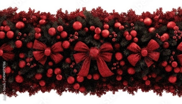 Fototapeta Guirlande de Noël rouge et noire, détail texturé