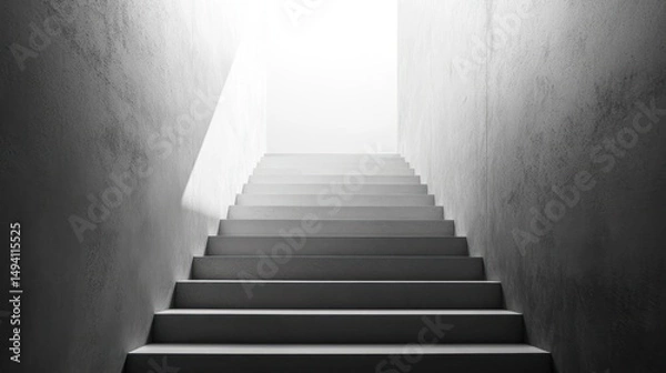 Obraz Ascending to luminosity: A monochrome staircase to brighter perspectives