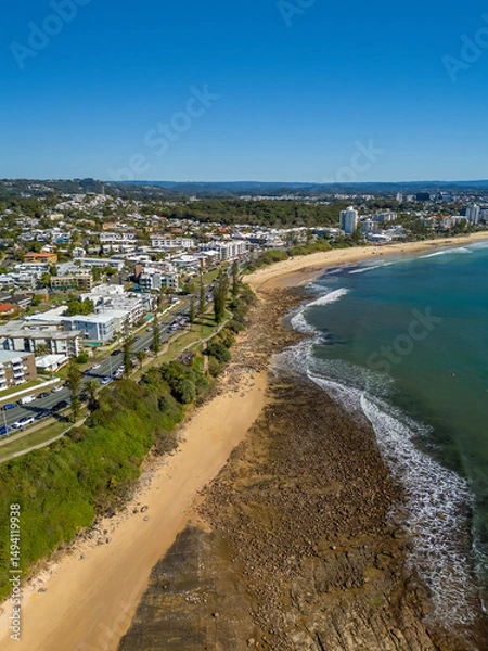 Fototapeta Vertical aerial shot of Maroochydore in Sunshine Coast, Queensland, Australia