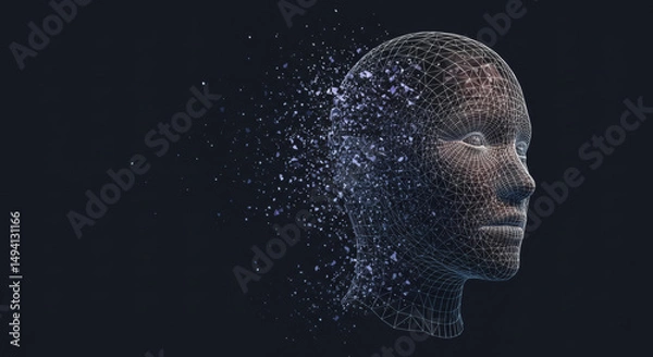 Obraz Digital human head with dispersion effect representing ai and technology