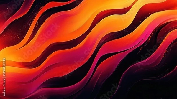 Fototapeta abstract composition of vibrant flowing waves in shades of orange, red, and purple creating a dynamic and energetic visual effect