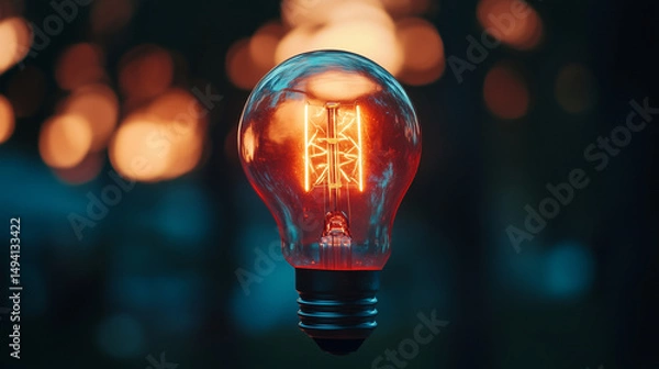 Obraz glowing light bulb on dark background