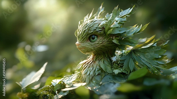 Fototapeta Enchanted creature of the forest, detailed digital illustration.