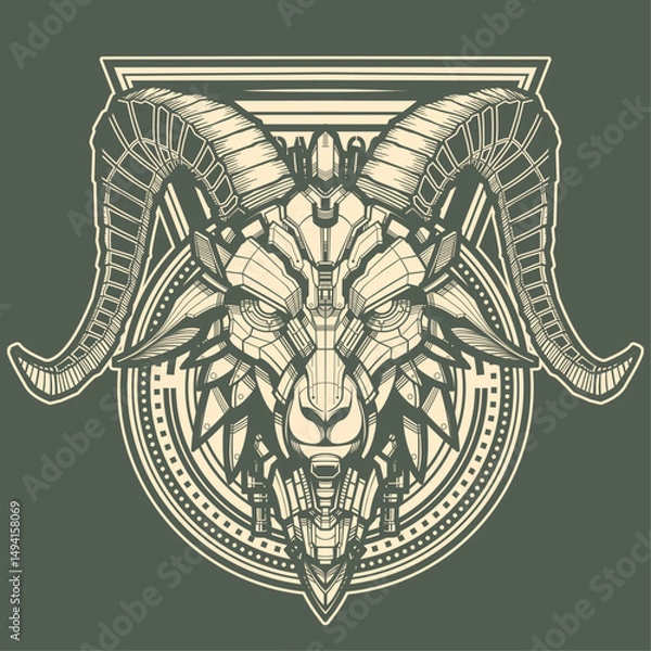 Fototapeta Geometric Ram Head Illustration 