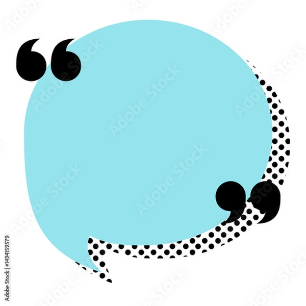 Fototapeta Cartoon blue speech bubble doodle sticker, quote message box, blank chat box element, frame border, banner	