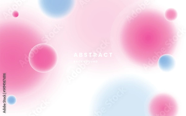 Obraz Pastel Gradient Abstract Background with Soft Blurred Bubbles. Pink and Blue Minimal Fluid Design. Illustration vector 10 eps.