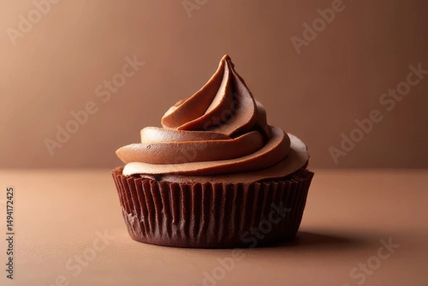 Fototapeta Tempting Chocolate Mousse Photography: Cozy Window Light, Warm Taupe Background, Clean Food Style, Natural Radiance, Spacious Layout