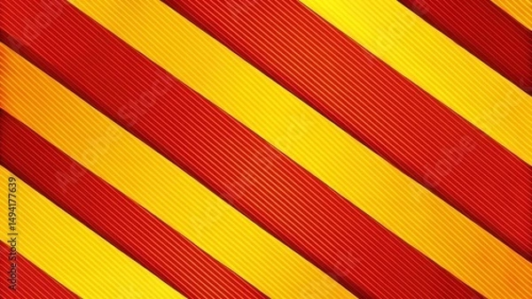 Fototapeta Diagonal yellow and red stripes background with abstract shapes, modern design