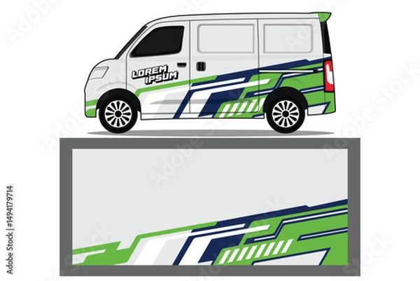 Obraz Car Livery Decal with Abstract Design Vector editable colour. Abstract racing and sport background for car livery or daily use car vinyl sticker EPS 10