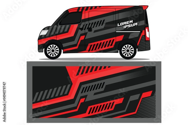 Obraz Car Livery Decal with Abstract Design Vector editable colour. Abstract racing and sport background for car livery or daily use car vinyl sticker EPS 10