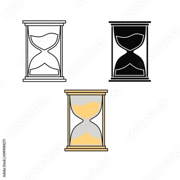 Fototapeta Set sand time illustration,set sand clock vector,set sand clock image background,set sand times stock