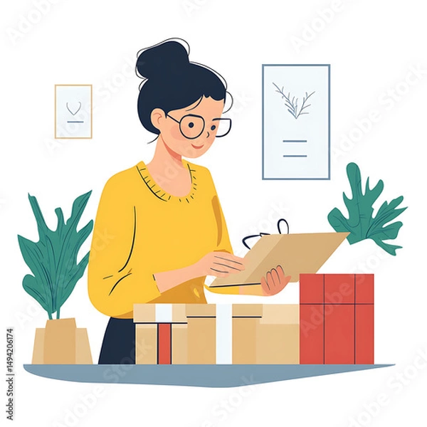 Fototapeta Online shopping, digital selling, ecommerce process, and customer experience through modern illustrated scenes on white background.