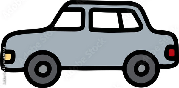 Fototapeta A minimal hand-drawn sedan in gray color. Great for general transportation, driving, or city-related design content.