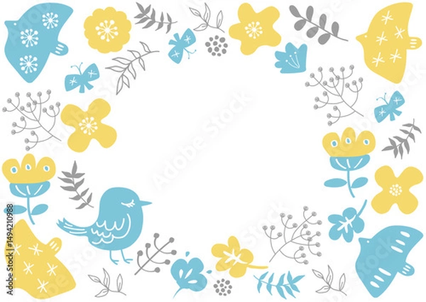 Fototapeta 北欧風花柄フレーム