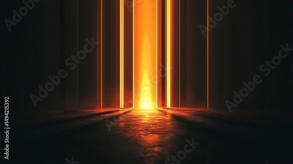 Fototapeta Abstract light installation with glowing vertical lines creating an immersive experience