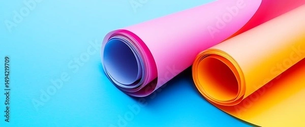 Obraz Vibrant colorful paper rolls on a bright background