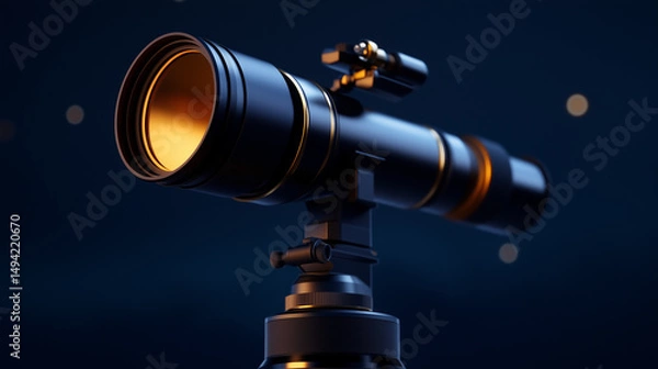 Fototapeta Elegant Black and Gold Telescope Against a Night Sky