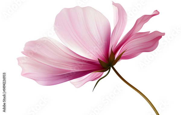 Fototapeta Delicate Single Pink Flower with Soft Petals, Transparent Background PNG
