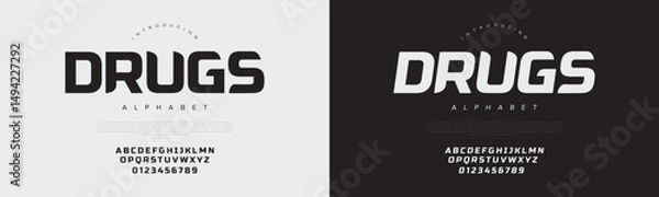 Fototapeta Modern bold sans serif font with futuristic vibes, perfect for tech brands and strong visual design