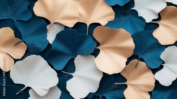 Obraz Artistic Ginkgo Leaves in Soft Metallic Tones Ideal for Creative Projects and Modern Designs