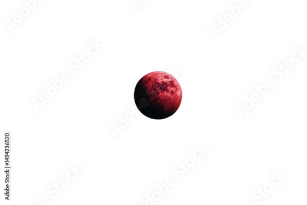 Fototapeta A red moon with detailed craters and surface textures.