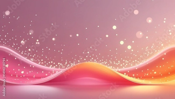 Obraz Abstract background warm pink and yellow flowing waves and sparkles in a vibrant fantasy dream setting