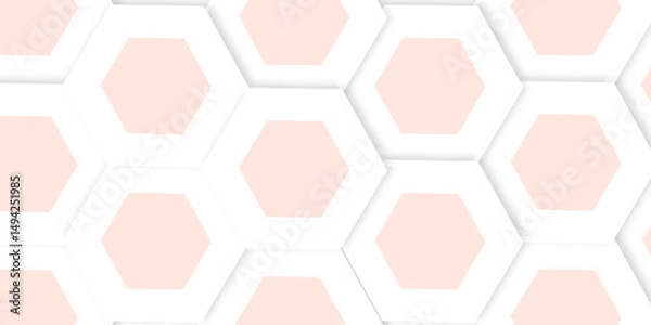 Fototapeta Colorful 3D Geometric  hexagon Technology Structure with Polygonal Honeycomb Pattern and Luxury Design Elements for a Sleek, Modern High-Tech Vector Background