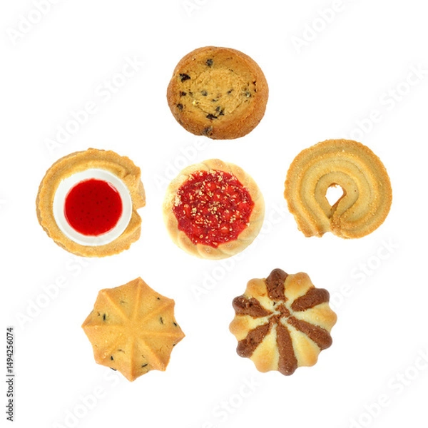 Fototapeta assorted cookies on transparent background