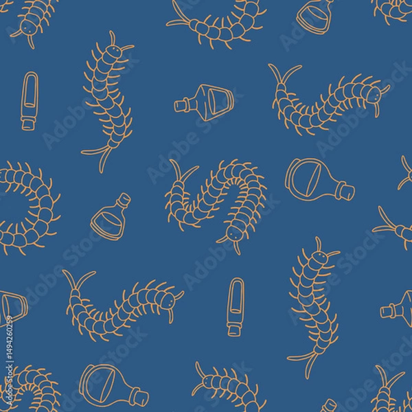 Fototapeta Outline Centipede Insect  Potion Pattern Vector Illustration Seamless for Background Wallpaper