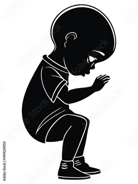 Fototapeta Minimalist Silhouette of a Child in Introspection