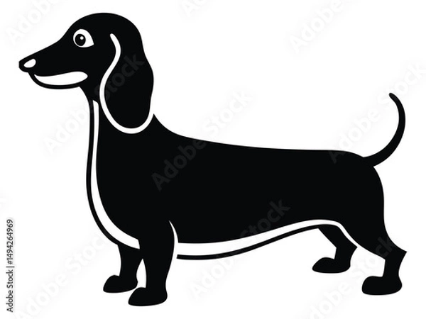 Fototapeta Cute Dachshund Outline Art Playful Puppy Graphic for Pet Lovers