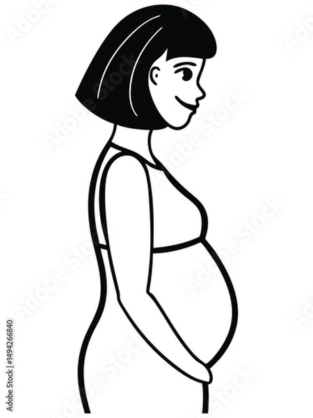 Fototapeta Silhouette of a Pregnant Woman Embracing Motherhood