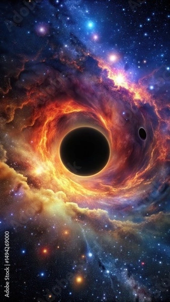 Fototapeta Dark Nebula with Black Hole in Space