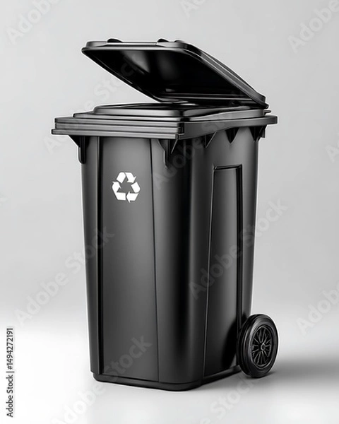 Fototapeta Modern black waste container high resolution picture