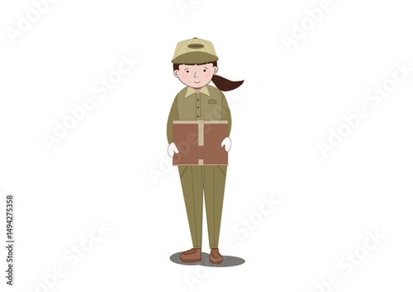 Obraz 影がある運送業で働く女性の絵