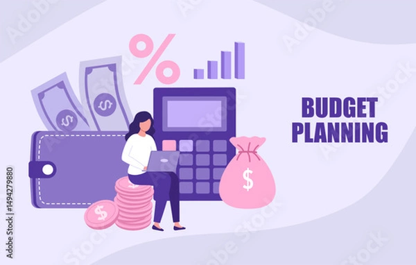 Fototapeta Budget Planning concept. Detailed financial foresight and strategic expense management. 