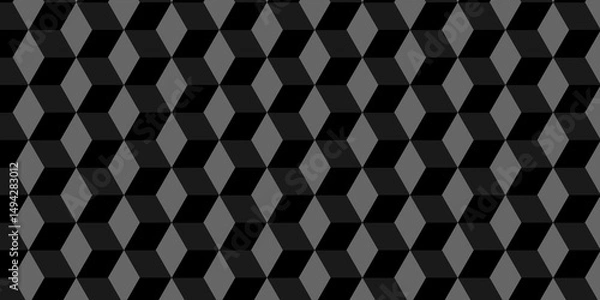 Fototapeta  Geometric pattern grid backdrop triangle background. Abstract cube geometric tile and mosaic wall or grid hexagon technology. black and gray geometric block cube structure.